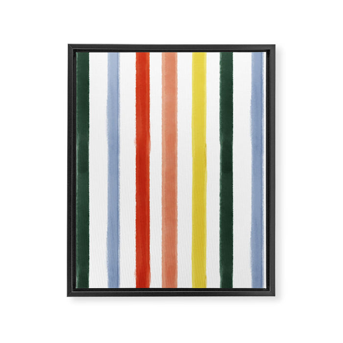 Classic Summer Watercolor Stripes Framed Canvas Print Gallery Image 1