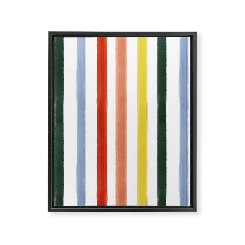 Classic Summer Watercolor Stripes Framed Canvas Print Gallery Image 8