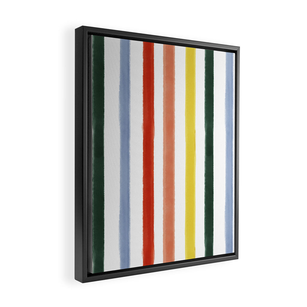 Classic Summer Watercolor Stripes Framed Canvas Print Gallery Image 2