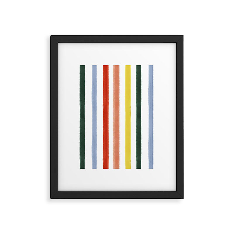 Classic Summer Watercolor Stripes Framed Art Print Gallery Image 6