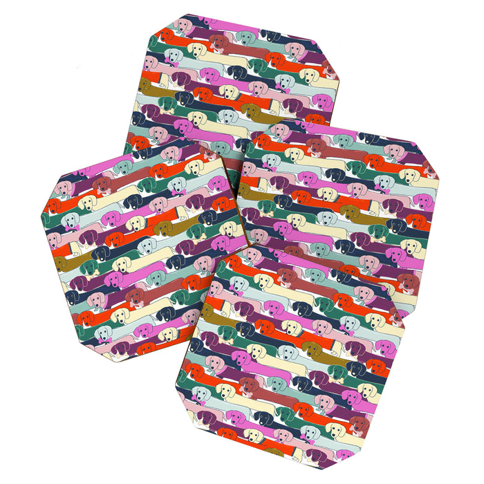 colored doggie pattern Coaster Gallery Image 1