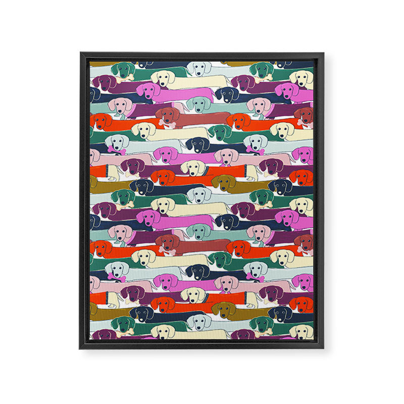 colored doggie pattern Framed Canvas Print Gallery Image 8