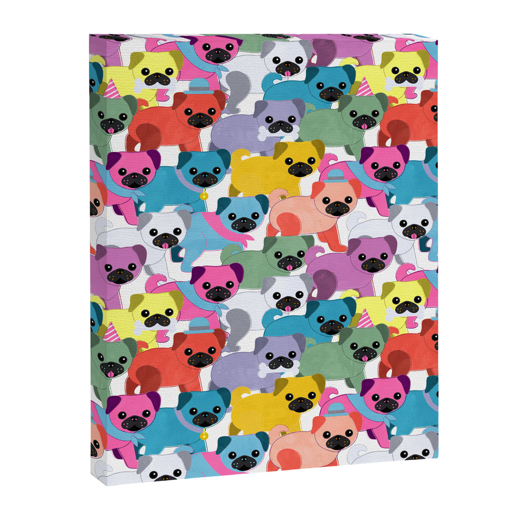Colored Pugs Pattern - no1 Canvas Print Gallery Image 8