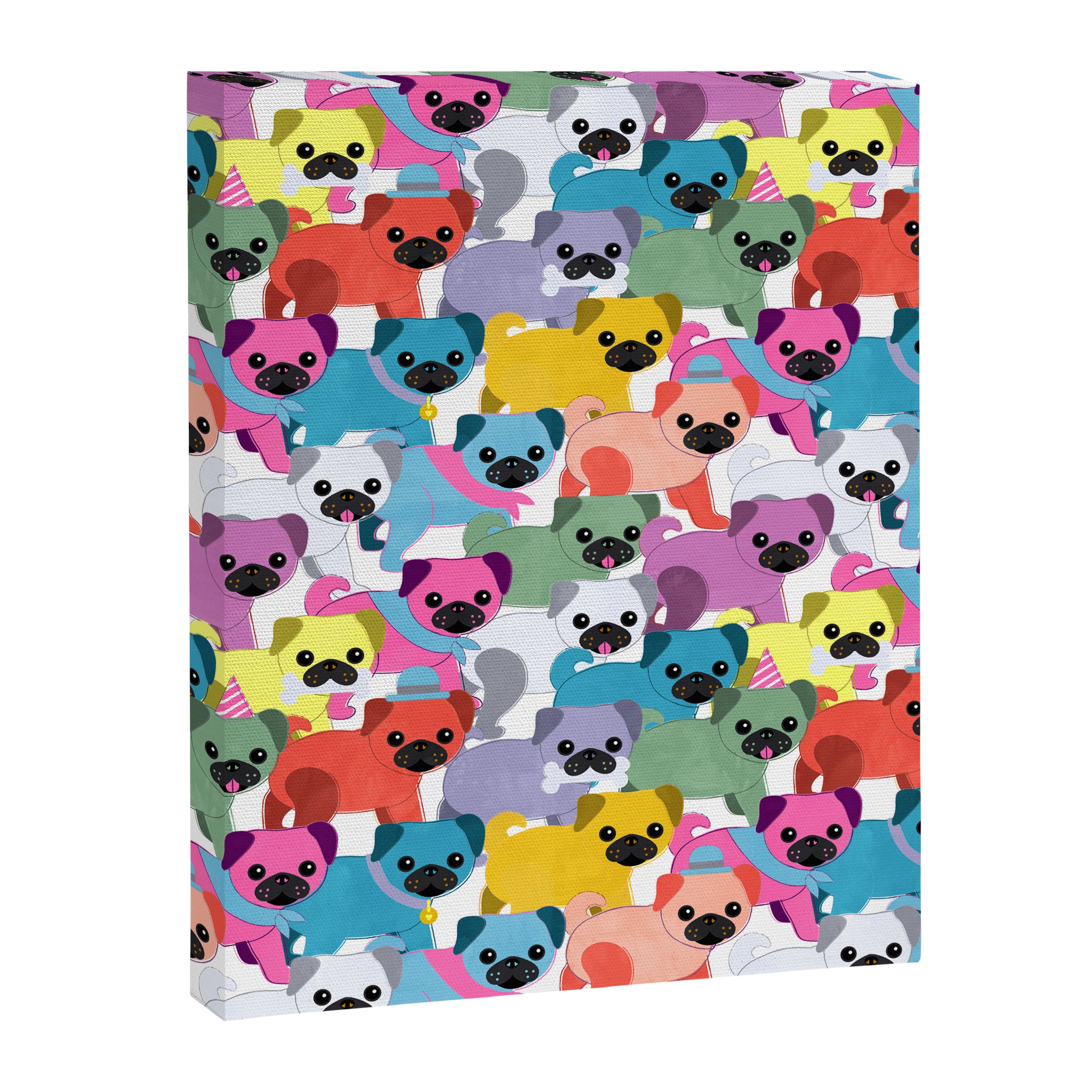 Colored Pugs Pattern - no1 Canvas Print Gallery Image 8