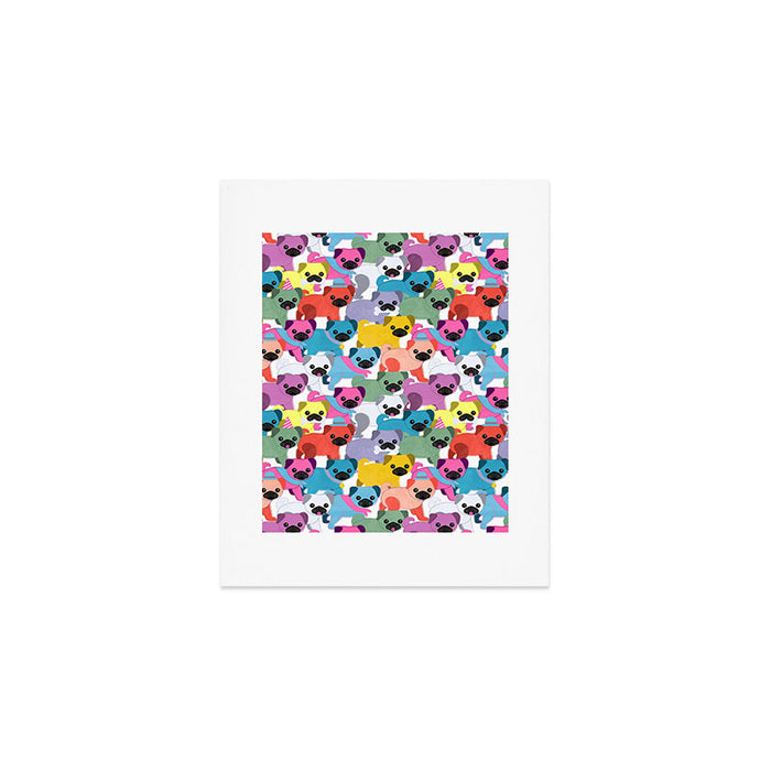 Colored Pugs Pattern - no1 Art Print Gallery Image 1