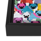 Colored Pugs Pattern - no1 Framed Canvas Print Gallery Image 3