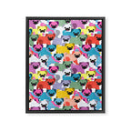 Colored Pugs Pattern - no1 Framed Canvas Print Gallery Image 8