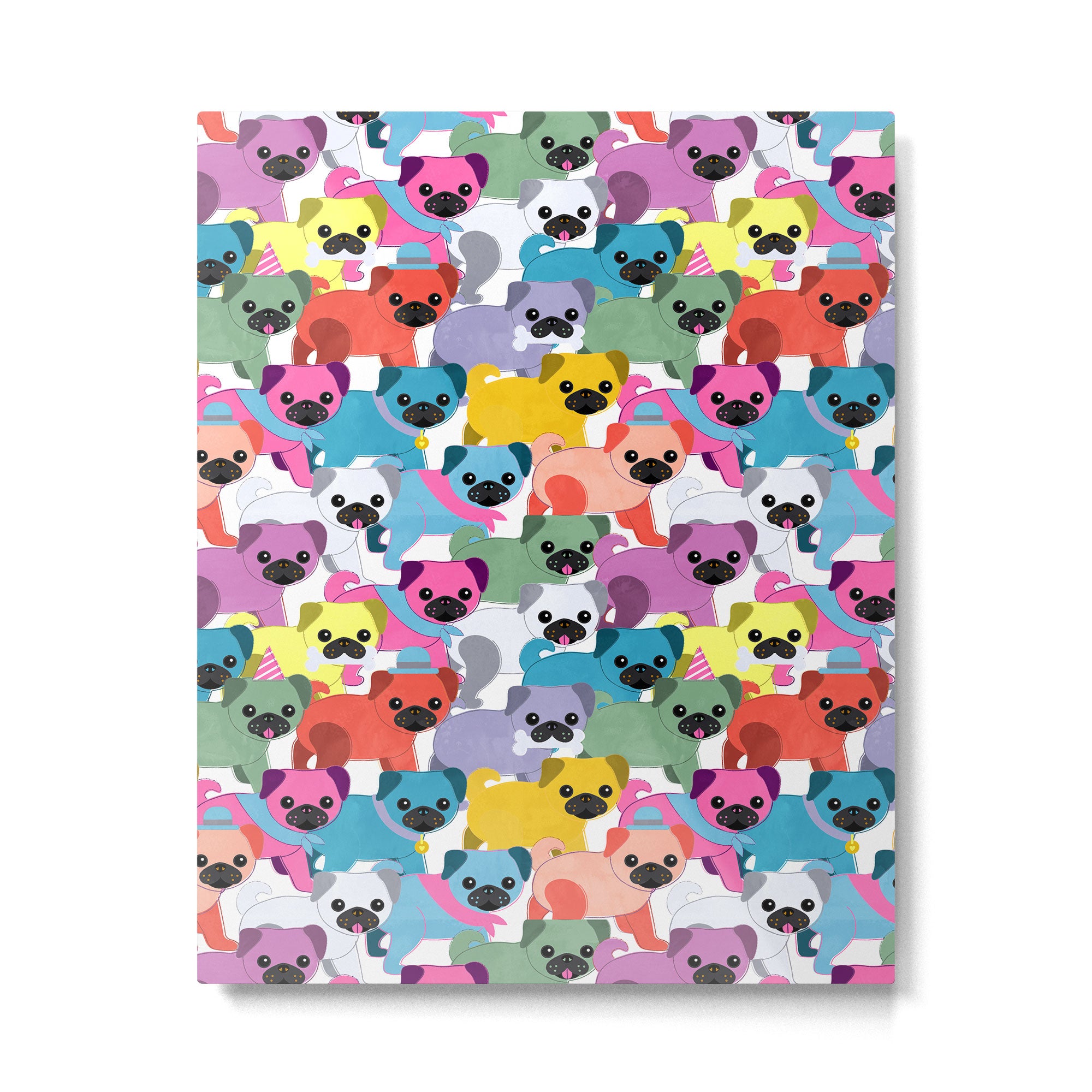 Colored Pugs Pattern - no1 Metal Print Gallery Image 6