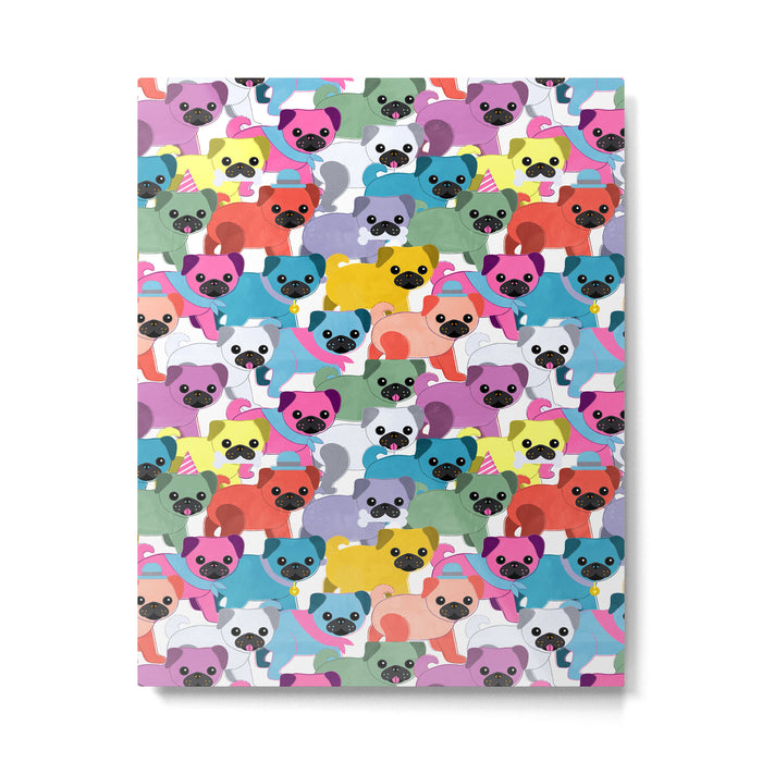 Colored Pugs Pattern - no1 Metal Print Gallery Image 1