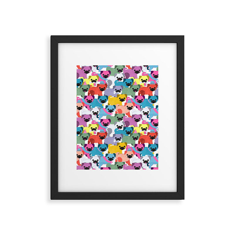 Colored Pugs Pattern - no1 Framed Art Print Gallery Image 6