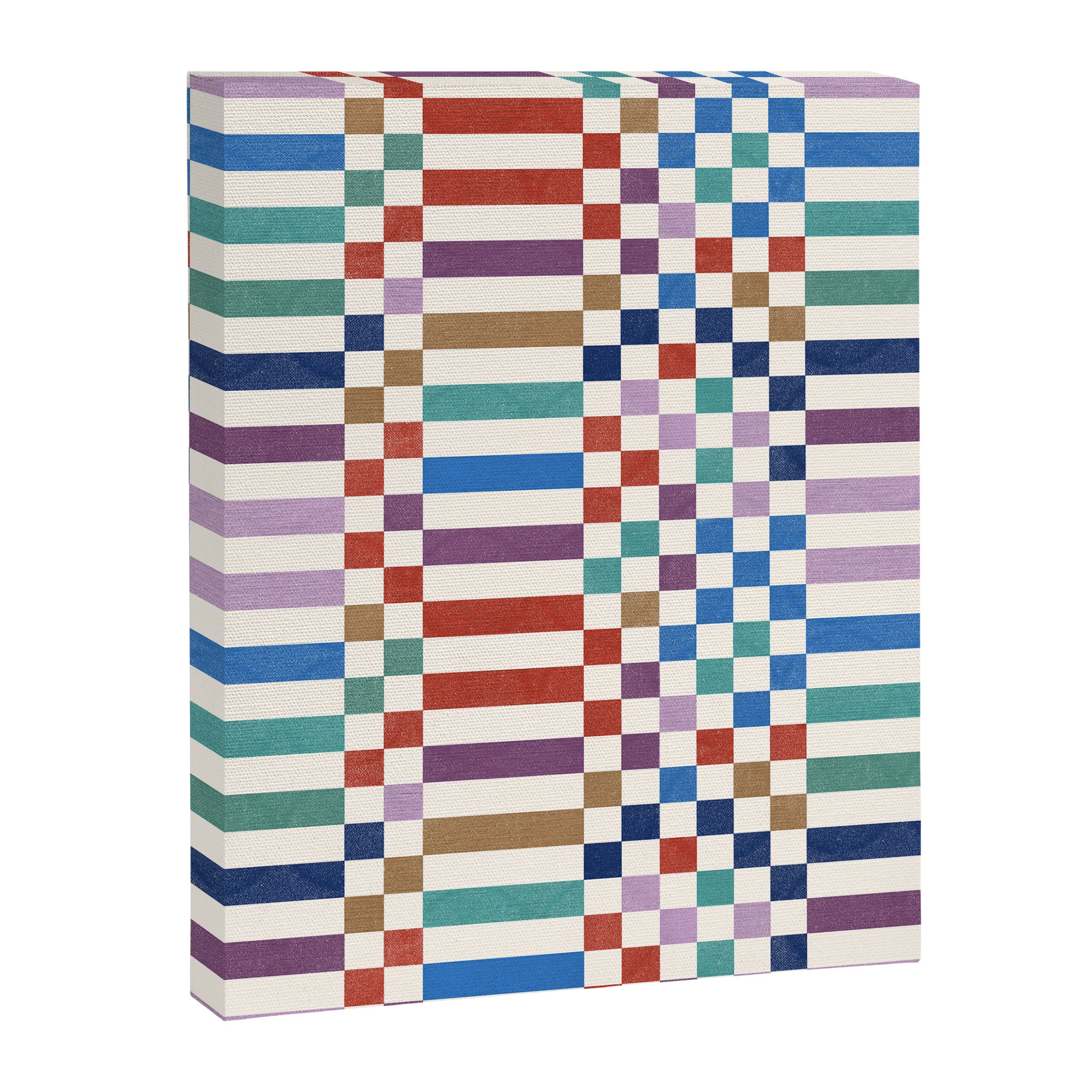 Colorful Geometric Checkered Stripes Pattern Canvas Print Gallery Image 8