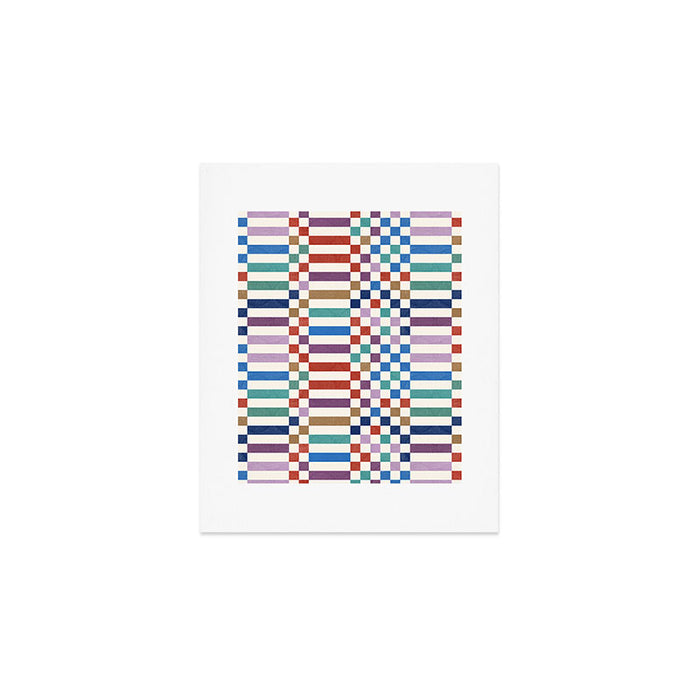 Colorful Geometric Checkered Stripes Pattern Art Print Gallery Image 1
