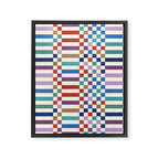 Colorful Geometric Checkered Stripes Pattern Framed Canvas Print Gallery Image 8