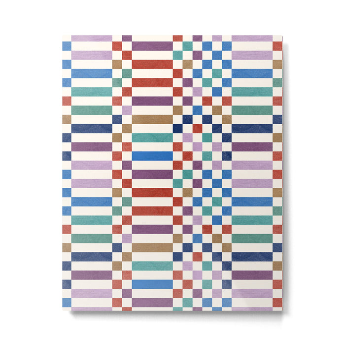 Colorful Geometric Checkered Stripes Pattern Metal Print Gallery Image 1