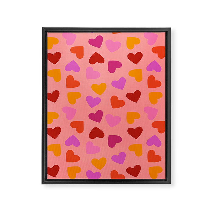Colorful Heart Pattern for Valentine's Day Framed Canvas Print Gallery Image 1