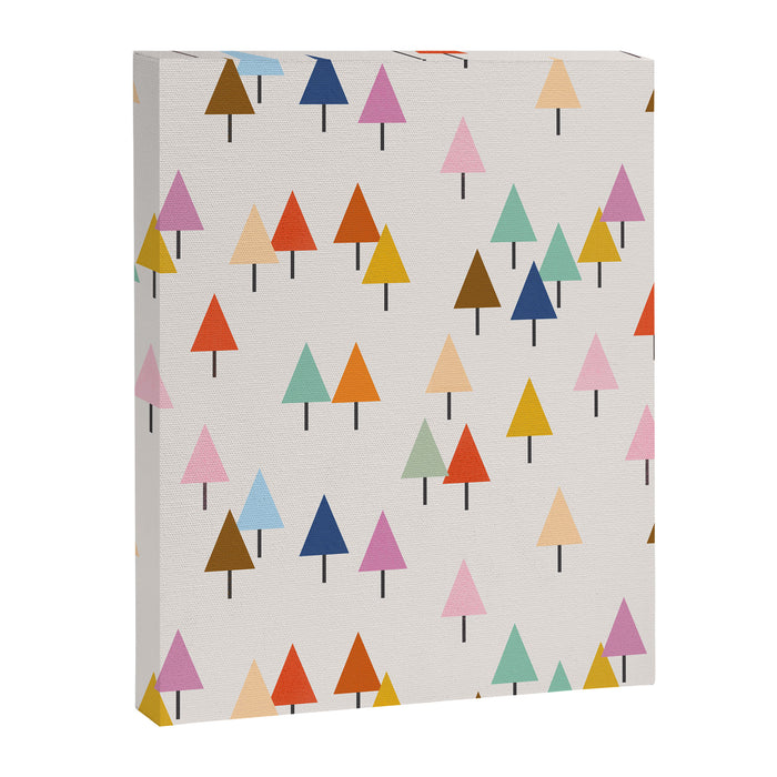 Pastel Triangle Trees: Cozy Winter Vibes with Modern Charm Canvas Print Gallery Image 1