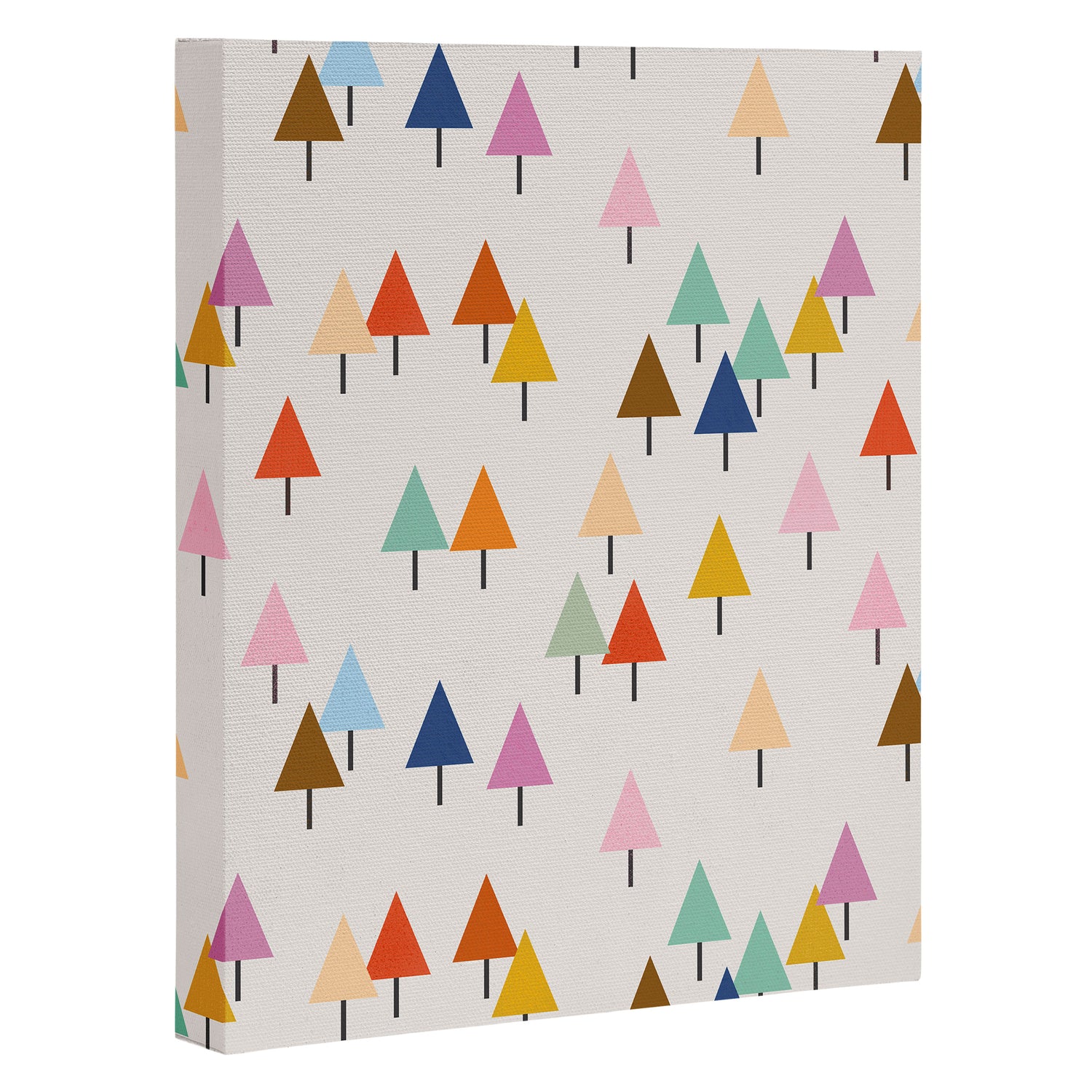 Pastel Triangle Trees: Cozy Winter Vibes with Modern Charm Canvas Print Gallery Image 3