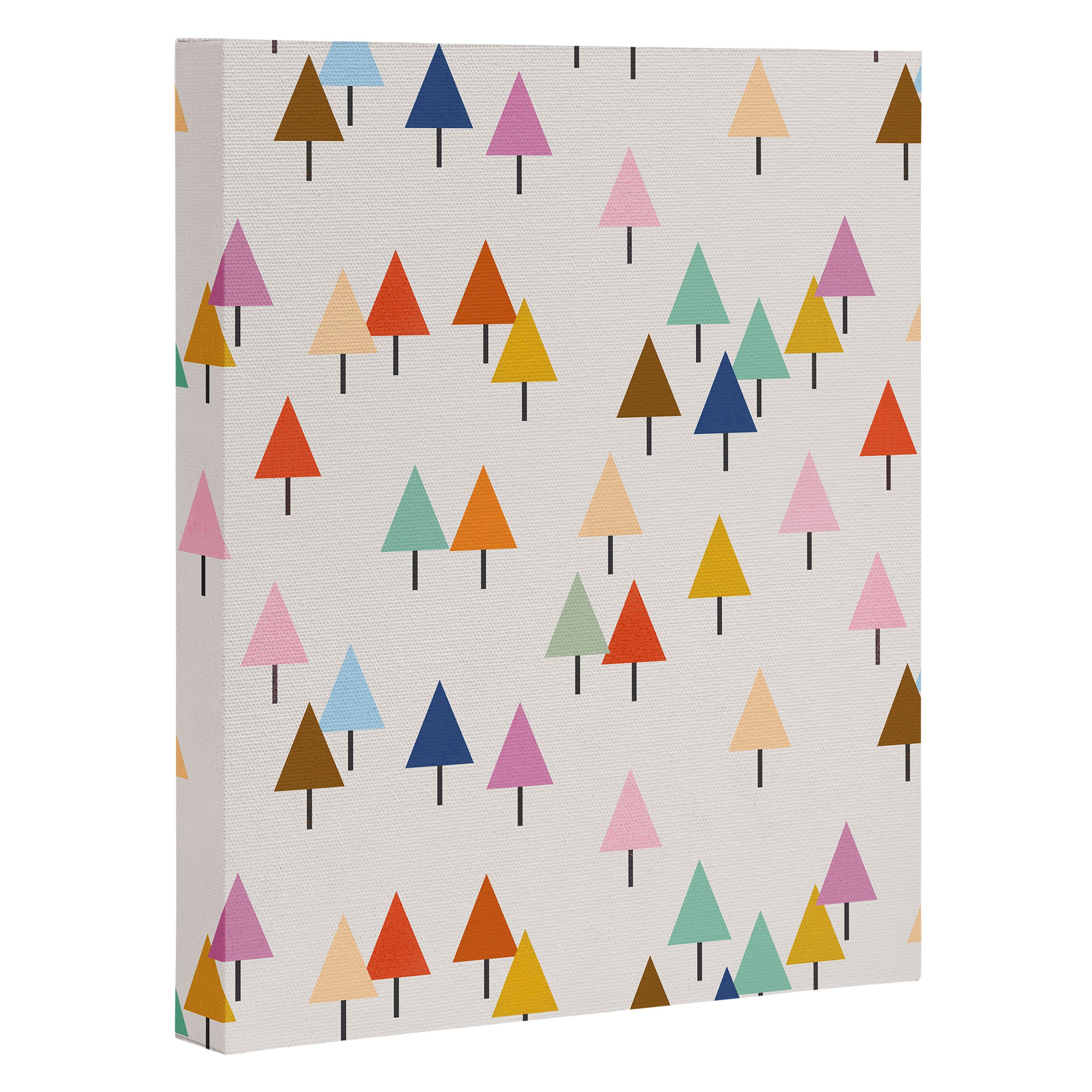Pastel Triangle Trees: Cozy Winter Vibes with Modern Charm Canvas Print Gallery Image 3