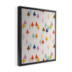 Pastel Triangle Trees: Cozy Winter Vibes with Modern Charm Framed Canvas Print Gallery Image 2