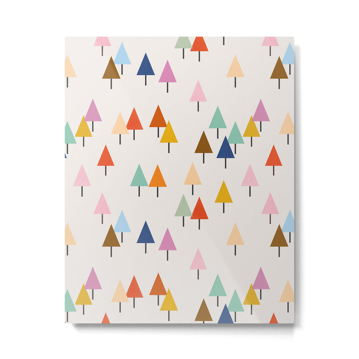Pastel Triangle Trees: Cozy Winter Vibes with Modern Charm Metal Print Gallery Image 1
