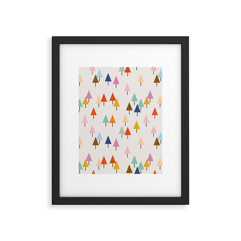 Pastel Triangle Trees: Cozy Winter Vibes with Modern Charm Framed Art Print Gallery Image 4
