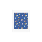 Colorful Scandinavian Christmas Trees on Blue Art Print Gallery Image 1