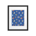 Colorful Scandinavian Christmas Trees on Blue Framed Art Print Gallery Image 6