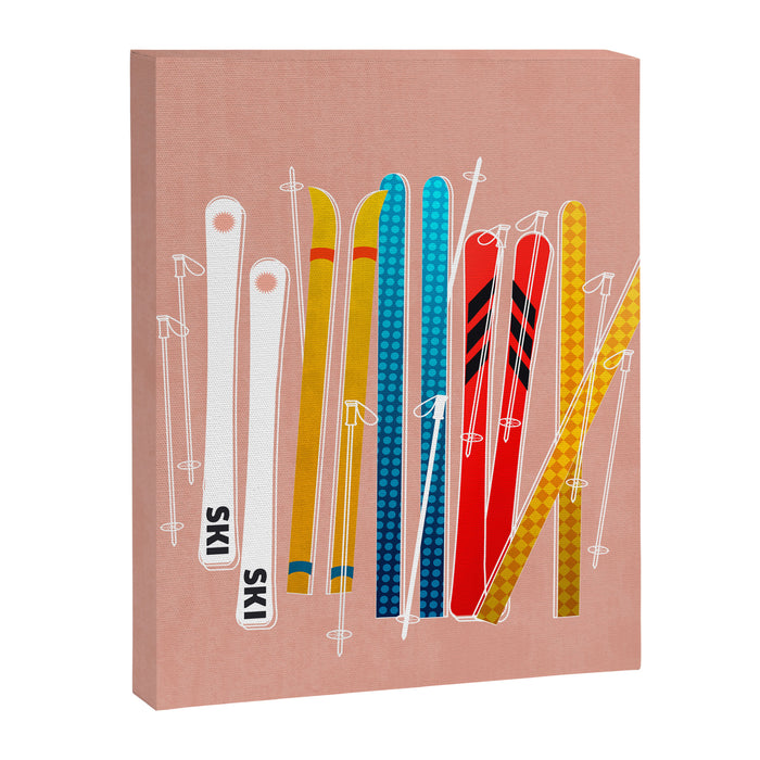 Colorful Ski Illustration and Pattern no 2 Canvas Print Gallery Image 1