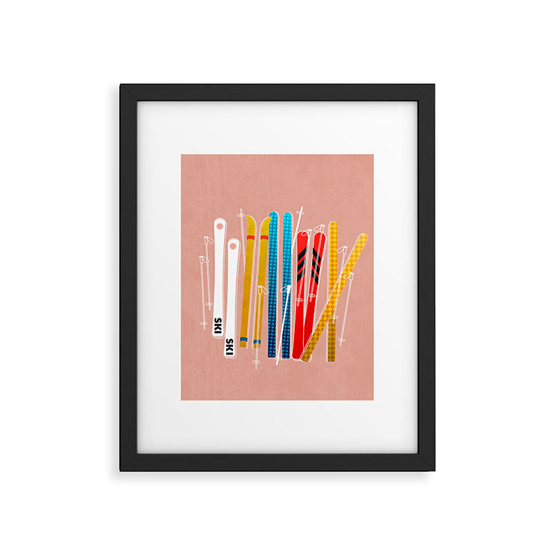 Colorful Ski Illustration and Pattern no 2 Framed Art Print Gallery Image 4