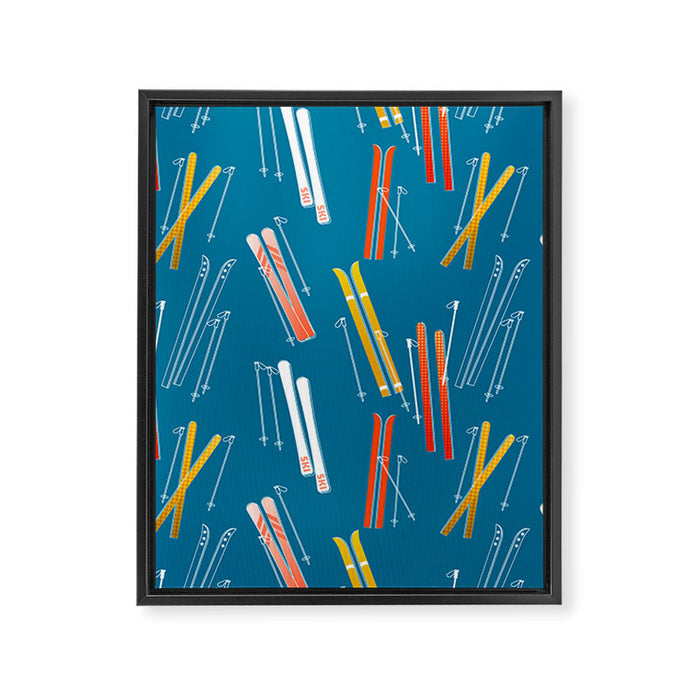 Colorful Ski Pattern Framed Canvas Print Gallery Image 1