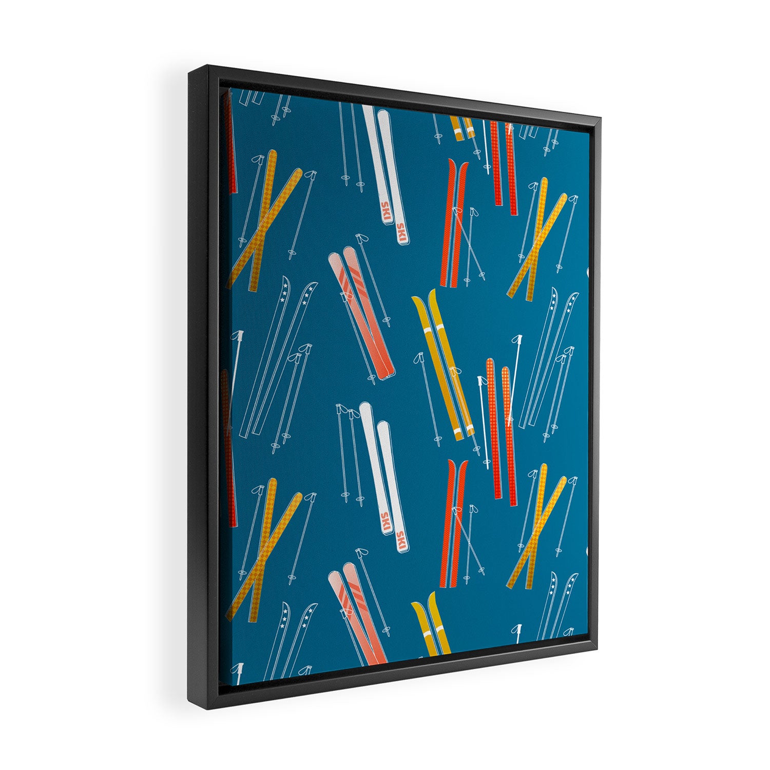 Colorful Ski Pattern Framed Canvas Print Gallery Image 2