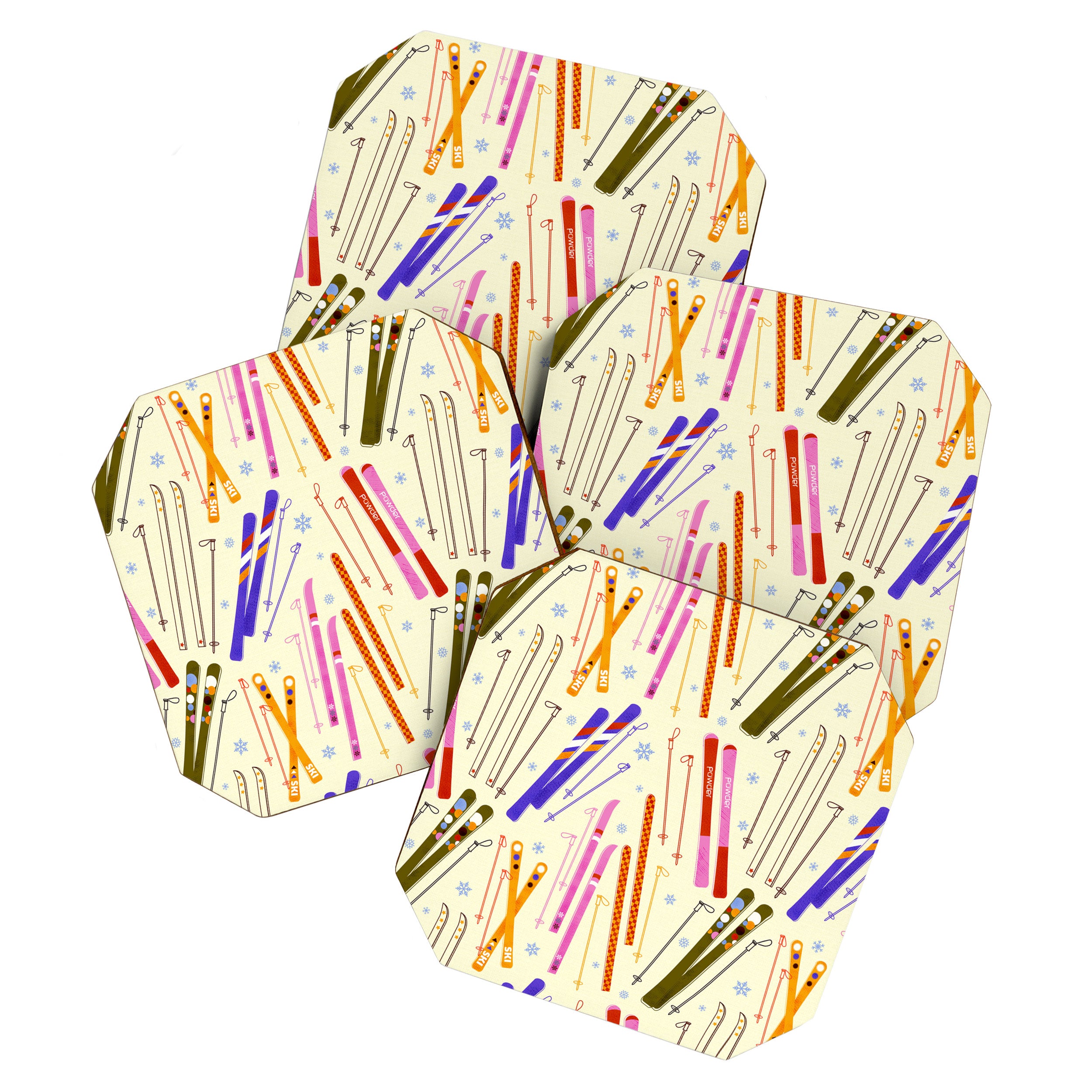 Colorful Winter Skiing Design Coaster Gallery Image 1