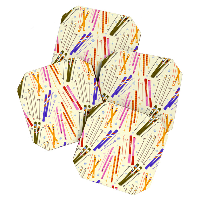 Colorful Winter Skiing Design Coaster Gallery Image 1