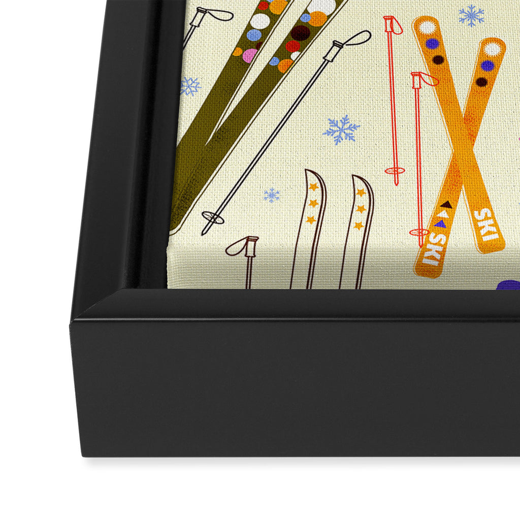 Colorful Winter Skiing Design Framed Canvas Print Gallery Image 3