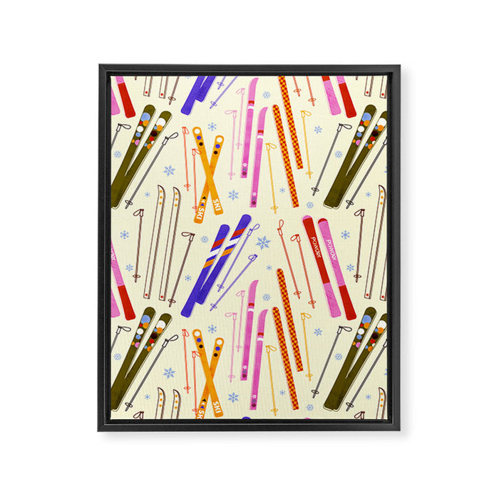 Colorful Winter Skiing Design Framed Canvas Print Gallery Image 1