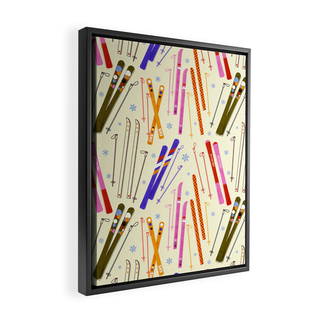 Colorful Winter Skiing Design Framed Canvas Print Gallery Image 2