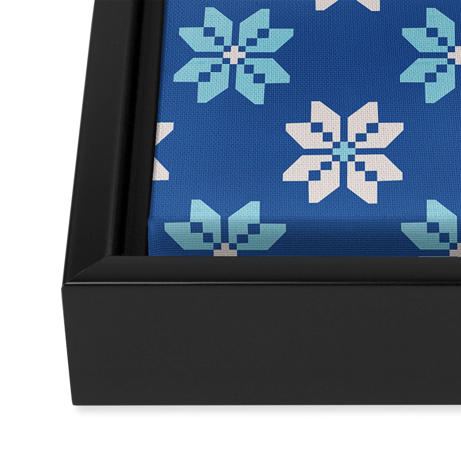 Contrasting Blues: Bethlehem Star Mosaic Framed Canvas Print Gallery Image 3