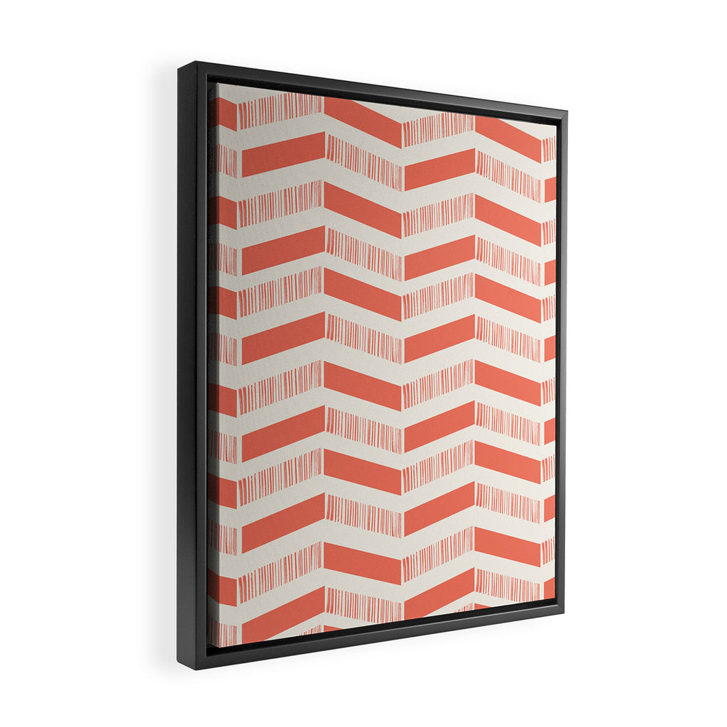 Coral Block And Lines Pattern Framed Canvas Print Gallery Image 2