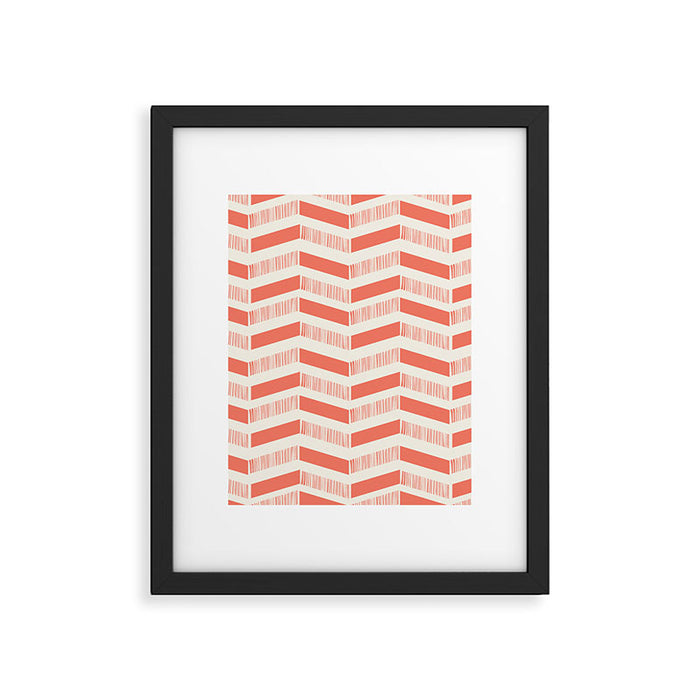 Coral Block And Lines Pattern Framed Art Print Gallery Image 1