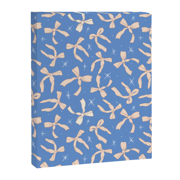 Cream Festive Bows On Blue Canvas Print Gallery Image 1