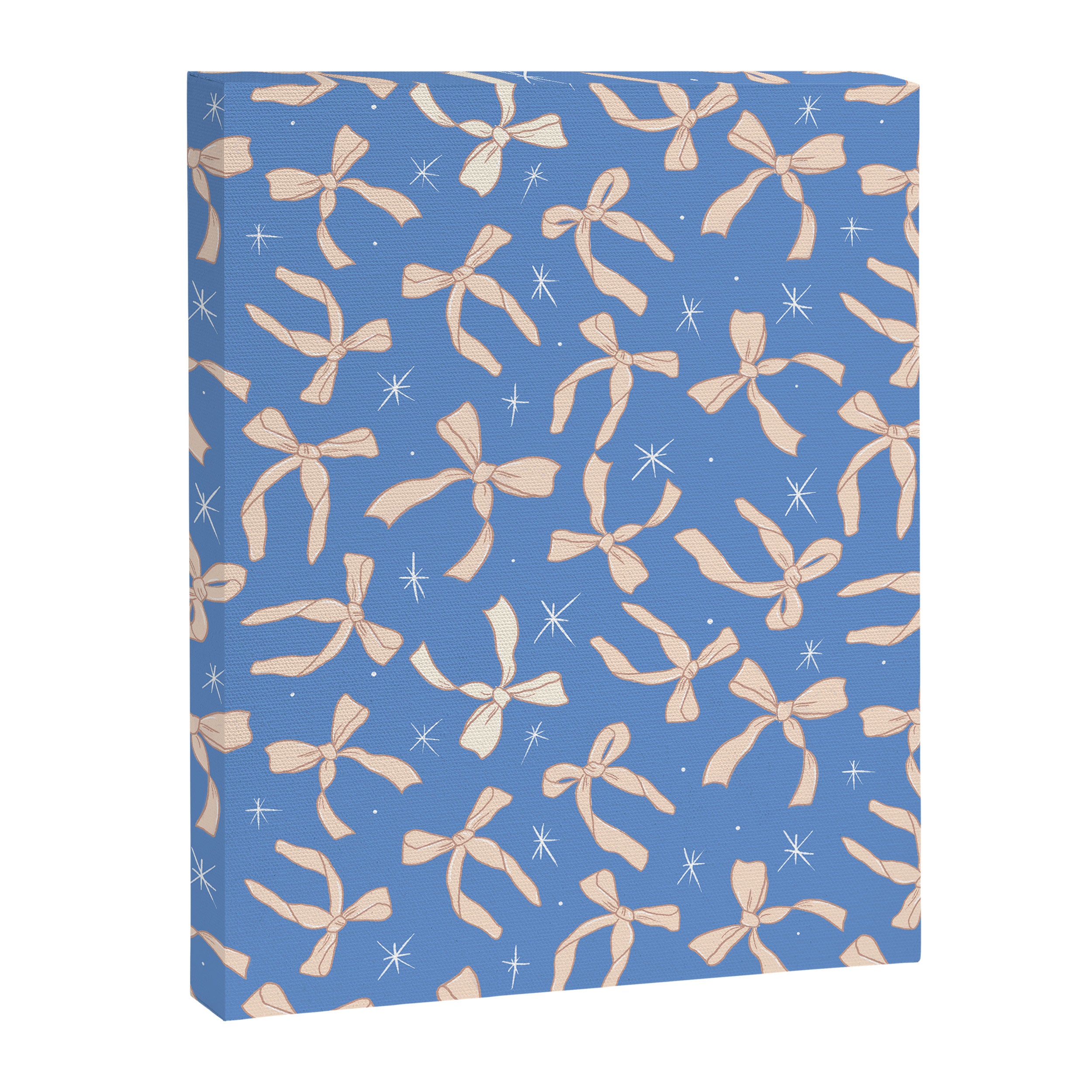Cream Festive Bows On Blue Canvas Print Gallery Image 6