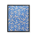 Cream Festive Bows On Blue Framed Canvas Print Gallery Image 6