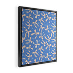 Cream Festive Bows On Blue Framed Canvas Print Gallery Image 2