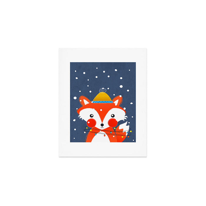Cute christmas fox in the snow Art Print Gallery Image 1