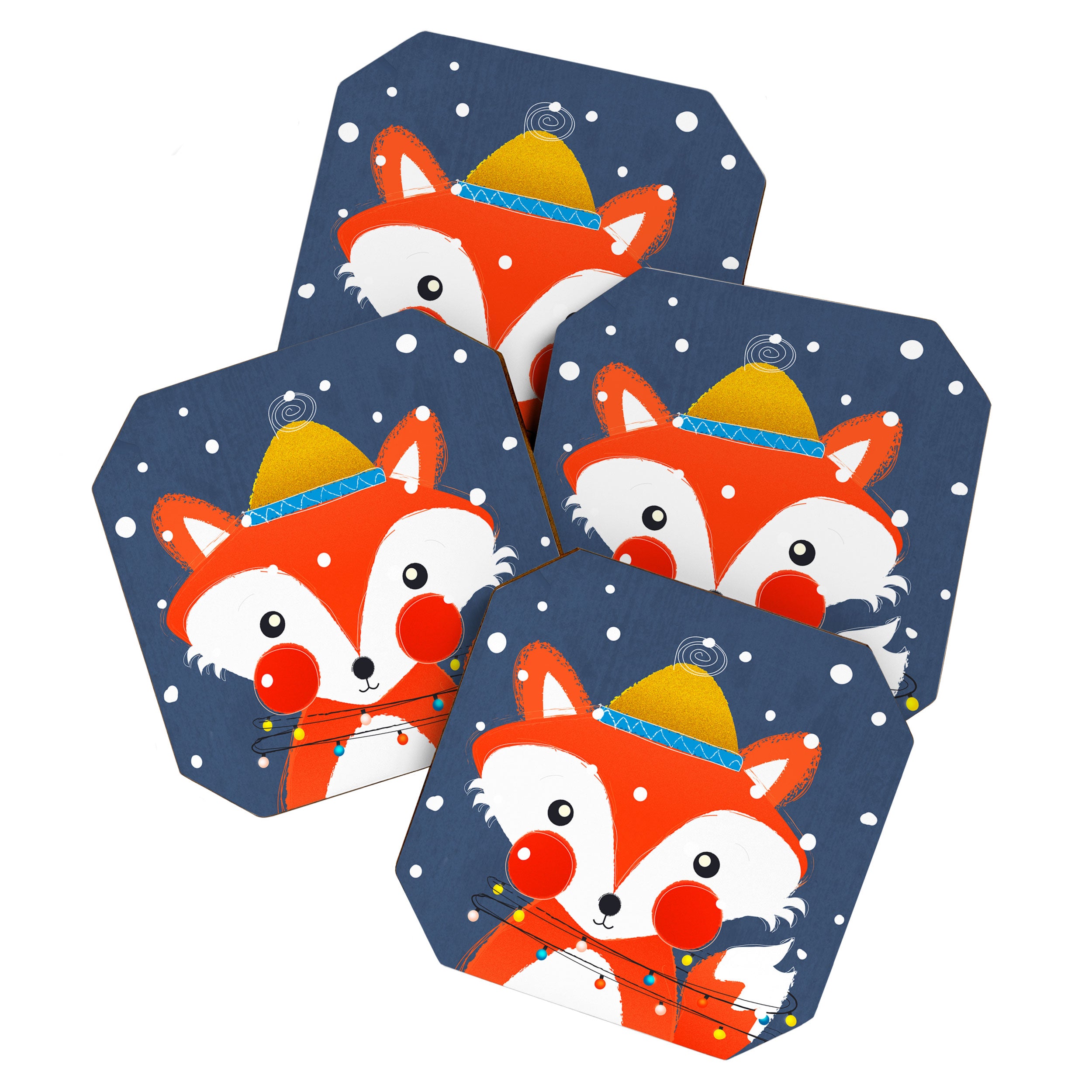Cute christmas fox in the snow Coaster Gallery Image 1