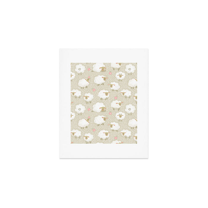 Cute Fluffy Sheep Pattern Art Print Gallery Image 1