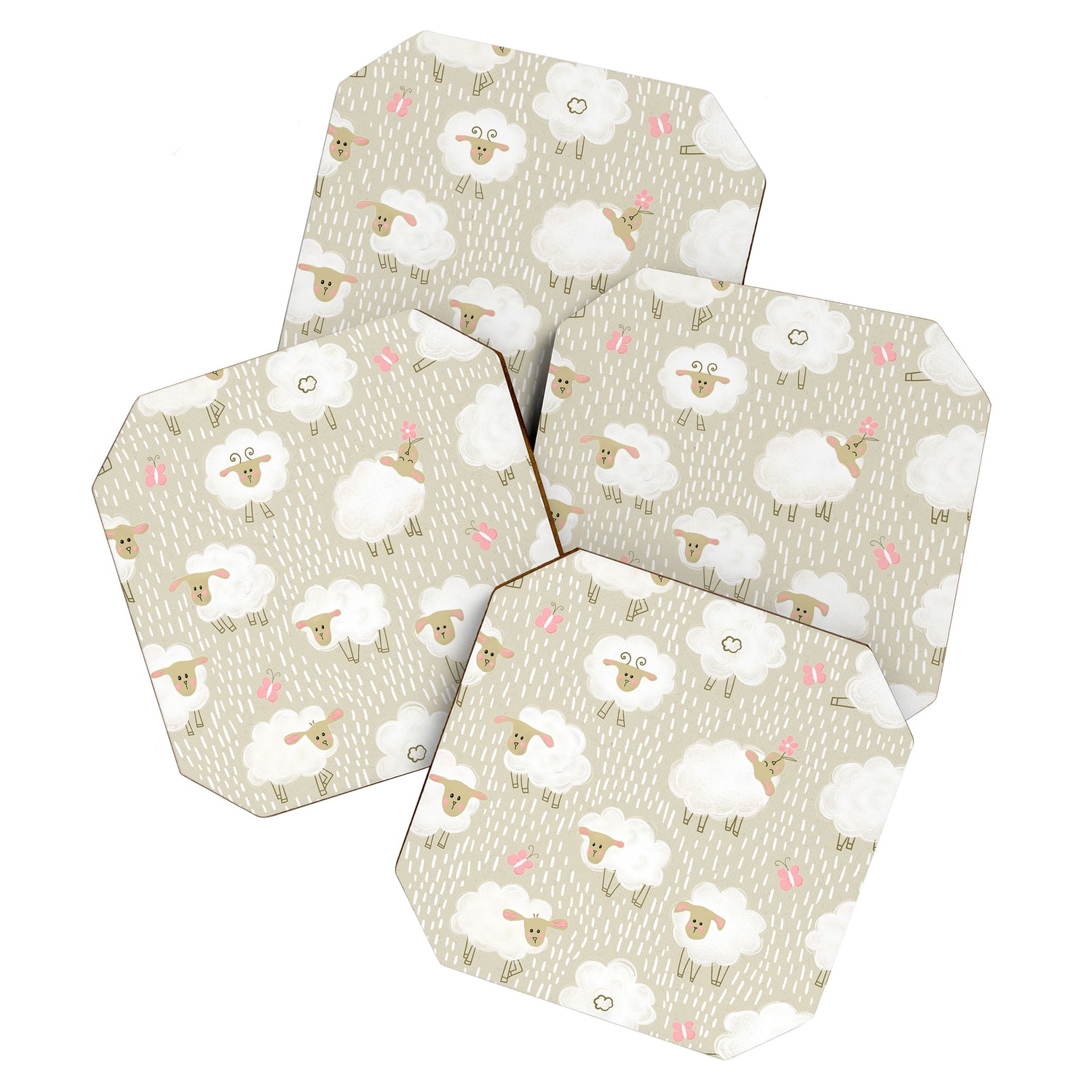 Cute Fluffy Sheep Pattern Coaster Gallery Image 1