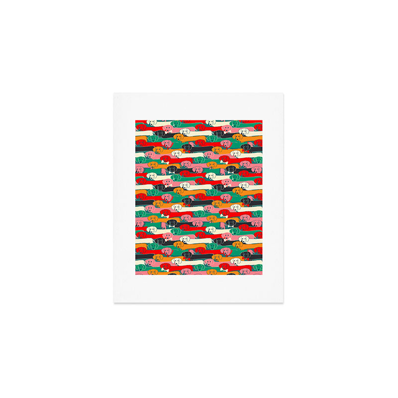 dachshund pattern- happy dogs Art Print Gallery Image 1
