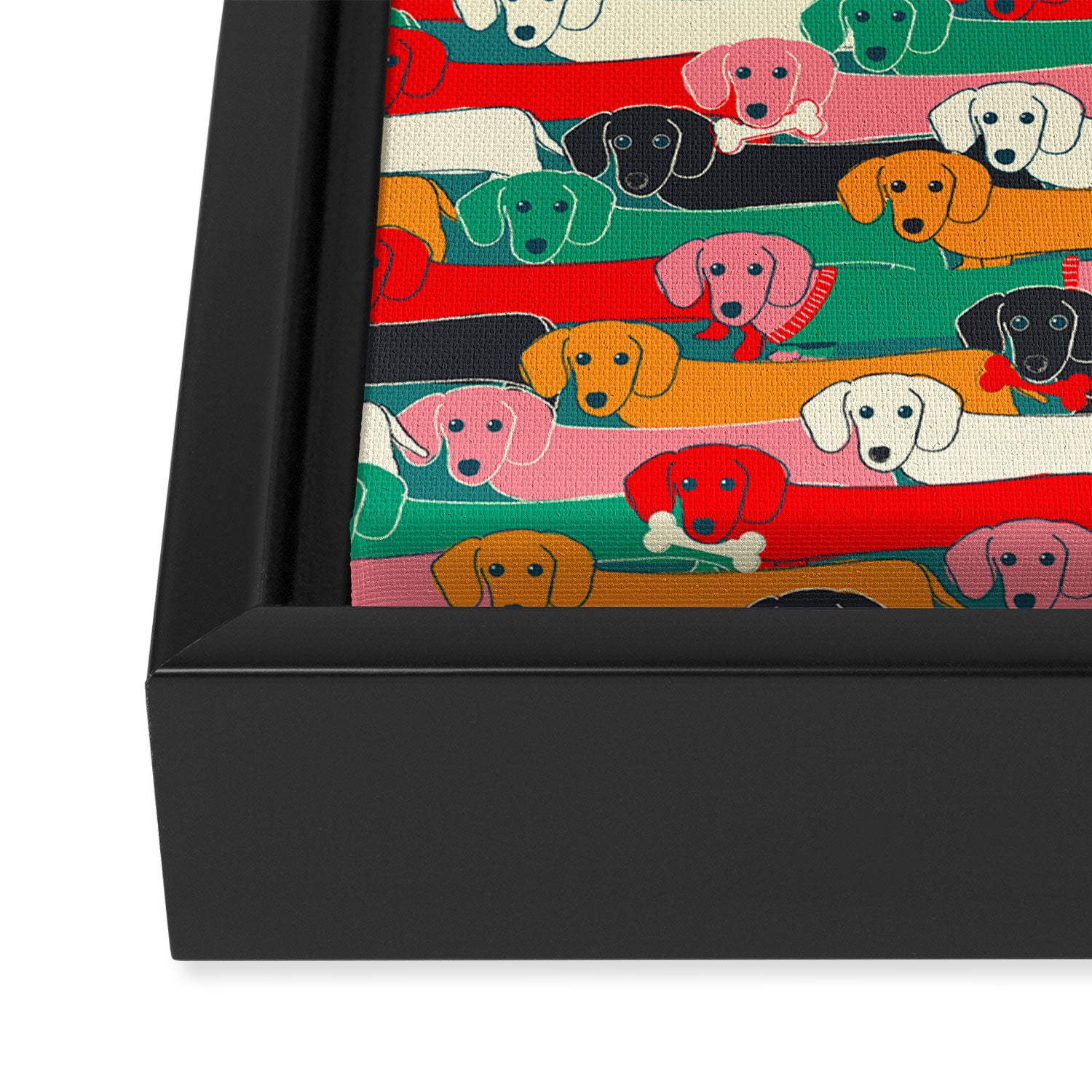 dachshund pattern- happy dogs Framed Canvas Print Gallery Image 3