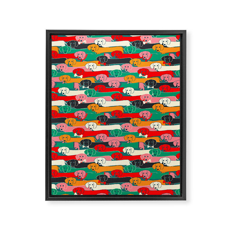 dachshund pattern- happy dogs Framed Canvas Print Gallery Image 8